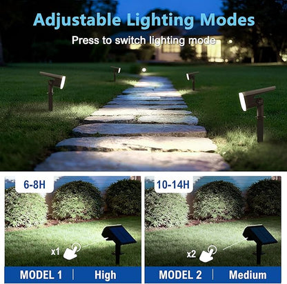 Solar Lights Outdoor Waterproof IP65, Super Bright LED with Lens, 6500K 2 Lighting Modes, Solar Powered Yard Garden Solar Spot Lights for Outside Landscape Auto On/Off -4 Pack