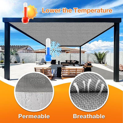 Artpuch Outdoor Pergola Shade Cover 11x12 FT Sun Shade Cloth with Grommets Light Grey 90% UV Protection Canopy Patio Privacy Screen (Customized Available)