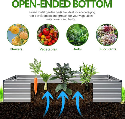 2PCS 7x3x1ft Galvanized Raised Garden Bed Kit, Galvanized Planter Raised Garden Boxes Outdoor, Large Metal Raised Garden Beds for Vegetables,Silver