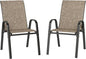 PHI VILLA Patio Chairs Set of 2, Outdoor Stackable Dining Chairs with E-Coating Metal Frame and Upgraded Textilene Fabric, All Weather Deck Chair 350 LBS Capacity for Porch Poolside Garden