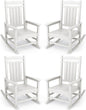 KINGYES Oversized Outdoor Rocking Chair Set of 4, High Density Polyethylene Patio Rocking Chairs with 330lbs Support for Adults, White
