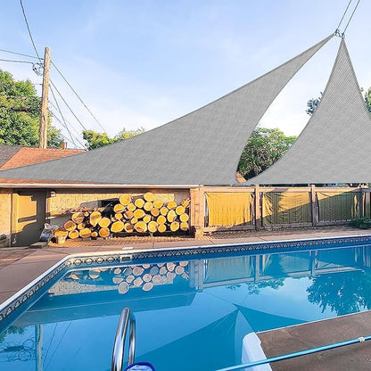 E&K Sunrise 16' x 16' x 16' Sun Shade Sail Triangle Canopy Shade Cover UV Block for Patio Backyard Garden Outdoor (Light Gray)
