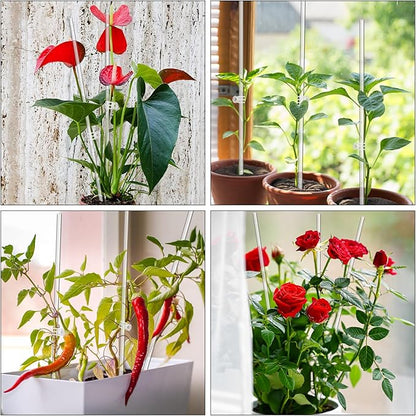 Plant Stakes,Plant Sticks 20PCS Acrylic Clear Plant Support Stakes,16 Inches Garden Single Stem Orchid Stakes for Indoor and Outdoor Plants,Orchid,Potted Plants,Tomatoes,Flowers（with 20PCS Clips）