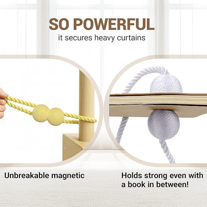 Hion Magnetic Curtain Tiebacks Golden 2pcs, Curtain Tiebacks Buckles Holdbacks Holders Hooks Clip for Home Bedroom Office Decorative Curtain