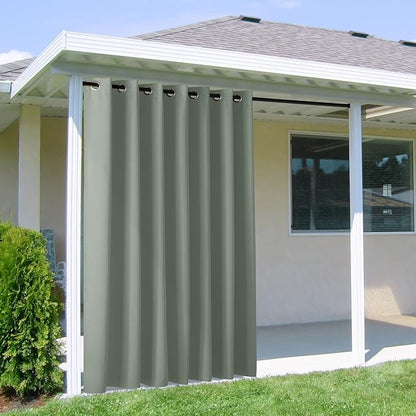 NICETOWN Outdoor Curtainch for Patio Waterproof 100 inch Wide, Thermal Insulated Rustproof Grommet UV Blocking Cabana Curtainch & Drape, Privacy Safe Shade for Gazebo, Sage Green, 1 PC, 95-Inch Long