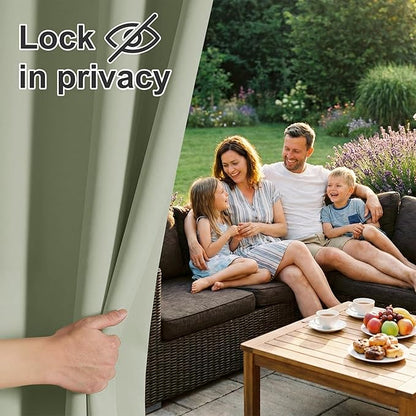 RYB HOME Outdoor Curtains for Patio Waterproof Block Sunlight Thermal Insulated Privacy Assured Thick Outside Curtains for Porch, Gazebo, Pergola, W52 x L84, Sage Green, 1 Panel