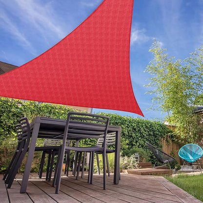 E&K Sunrise 26' x 26' x 26' Sun Shade Sail Triangle Canopy Shade Cover UV Block for Patio Backyard Garden Outdoor (Red)