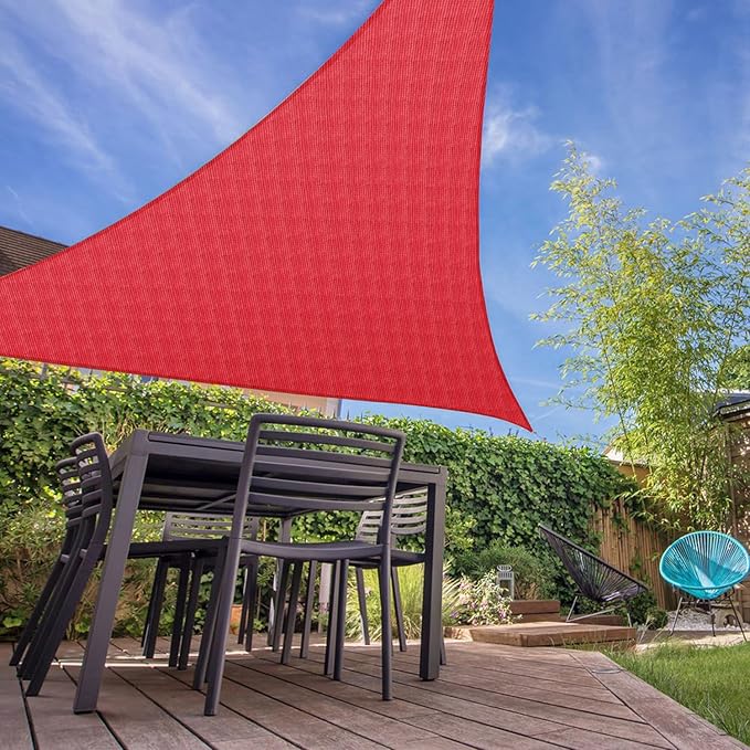 E&K Sunrise 22' x 22' x 22' Sun Shade Sail Triangle Canopy Shade Cover UV Block for Patio Backyard Garden Outdoor (Red)