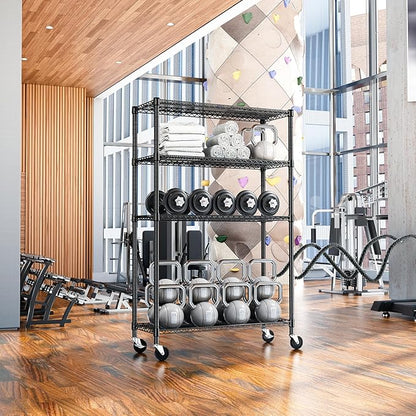 IZEUK Heavy Duty Garage Shelving, 4 Tier Wide Metal Storage Shelf Rack, Adjustable Utility Organizer for Basement, Warehouse, Garage, Black, 23.6" D x 53.1" W x 73.6" H