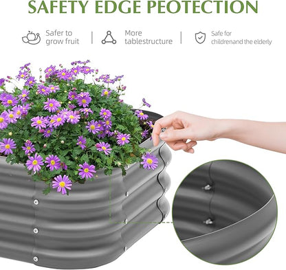 2-Pack 2x1ft Galvanized Raised Garden Bed, Outdoor Planter Bed, Metal Planter Box for Gardening and Planting,Dark Grey