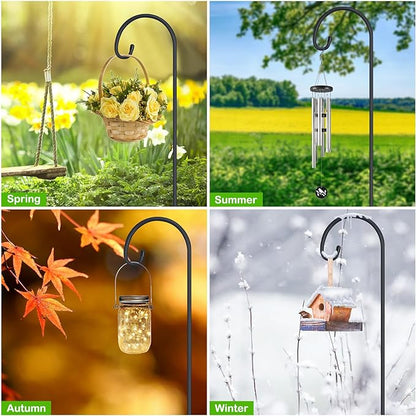 FEED GARDEN Adjustable 32 Inch Small Shepherds Hooks for Outdoor, Garden Hooks for Lanterns, Sheperds Hook for Hanging Plants, Bird Feeders, Solar Lights, Mason Jars, Weddings Decor,2 Pack
