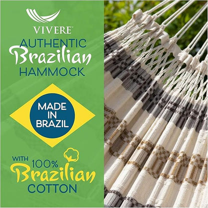 Vivere Authentic Brazilian Cotton Hammock - 450 lb Capacity (Costa)