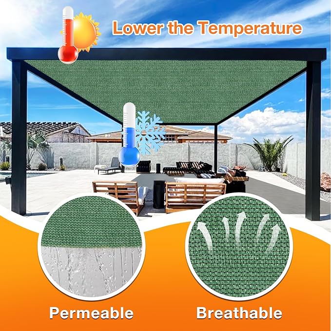 Artpuch Outdoor Pergola Shade Cover 4' X 16' Sun Shade Cloth with Grommets, 90% UV Protection Canopy Patio Privacy Screen (Customized Available) GN107, Green