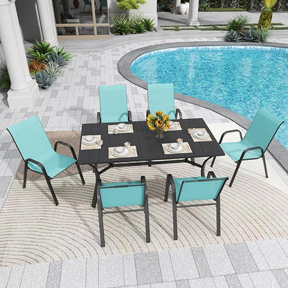 Patio Chairs Set of 8, Stackable Outdoor Dining Chairs for All Weather Textilene Fabric & Metal Frame, Outdoor Chairs Set for Backyard Deck Garden