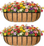 English Inviting Horse Trough Balcony Planter With Coconut LinerMetal Wall-Mounted Planter Box Deck Window Box 16 Inch (2 Pack)