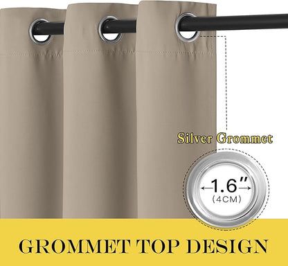 NICETOWN Blackout Room Darkening Window Curtain - Thermal Insulated Solid Grommet Blackout Patio Door Curtain/Drape for Living Room (Taupe, 1 Panel, 52 by 95-inch)