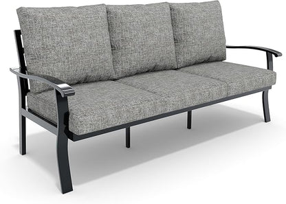HOMREST Outdoor Couch Aluminum Patio Furniture Sofa, 3-Seat All-Weather Metal Outdoor Patio Furniture with Cushions, Grey