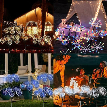 JJGoo Solar Garden Lights, New Upgraded 2 Pack Solar Swaying Starburst Light, Waterproof Fireworks Outdoor Lights, Yard Patio Pathway Decoration, Purple