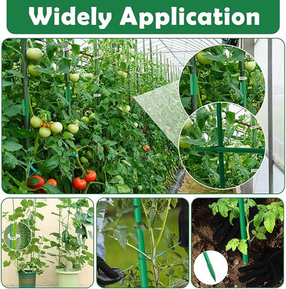 Cludoo 393PCS Garden Stakes Set with 120 Sets Fiberglass Plant Stakes Sticks Supports and Accessories, DIY 4ft 5ft 6ft 7ft Tomato Stakes for Tomato,Vegetables, Pepper, Indoor Outdoor Spring Plants