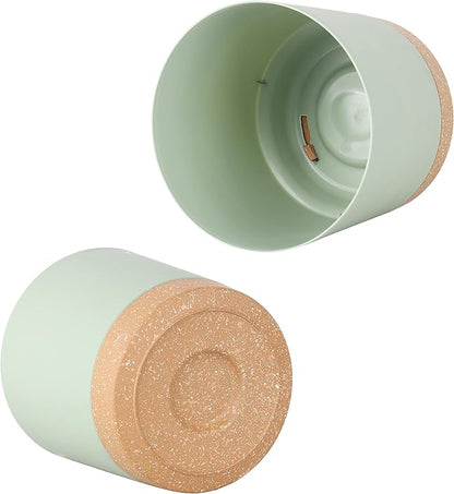 kubvici 8'' Plastic Flower Planter Pots Set of 2 Indoor Outdoor Planters with Drainage Saucer for Garden Home (Green & White, 8 inch)