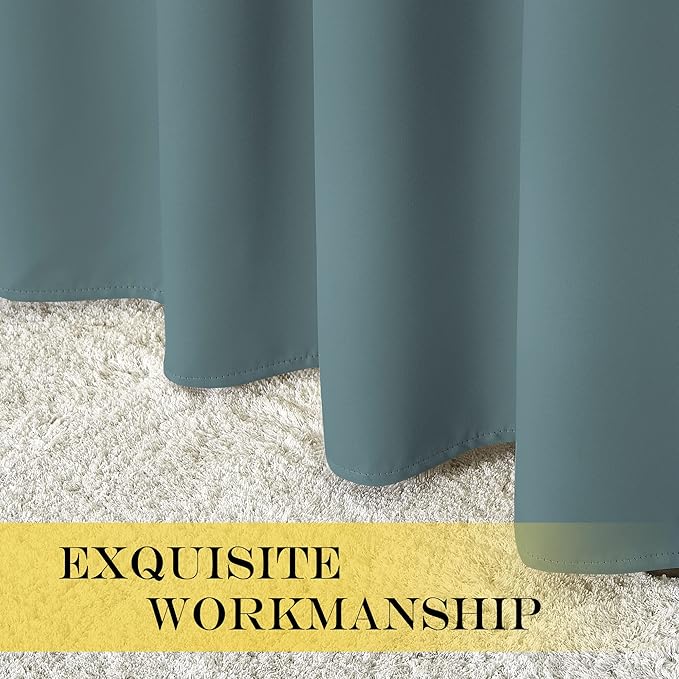NICETOWN Sliding Glass Door Curtain 120 inches Long, Grommet Room Darkening Thermal Insulated Window Treatment Slider Door Curtain for Living Room, Greyish Blue, W100 x L120, 1 Panel