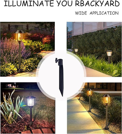 Outdoor Metal Stakes for Ground, Garden Stakes for Lights,Used for Replacement Metal Ground Spike in Live Flame Torches and Solar Lights-6.7 Inch (Black 6 Pack)