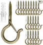 PlusRoc 20Pack Ceiling Hooks for Hanging Plants Outdoor String Lights Heavy Duty, 2.2 Inch Eye Hook Screw in Cup Hooks Q-Hanger for Patio Lights, Wall Wood Fence Deck Mount(Bronze)
