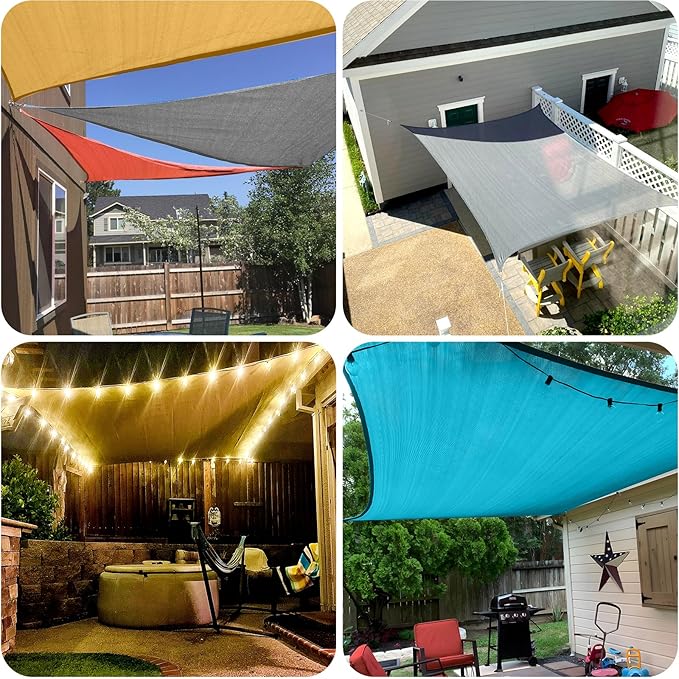 SUNLAX Sun Shade Sail 10' x 19' Butter Cream Rectangle Canopy Sail Shade Cover UV Block Permeable Sunshade Outdoor for Patio Backyard Deck Pergola (We Make Custom Size)