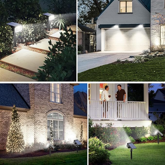 Solar Spot Lights Outdoor 10 Pack, [46 LED/3 Modes] Solar Landscape Spotlights Waterproof, 2-in-1 Auto On/Off Solar Powered Lights for Outside Yard Garden Wall Pathway(Cool White)