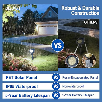 Solar Lights Outdoor Waterproof IP65,6500K Super Bright LED,2 Lighting Modes, Solar Powered Yard Garden Solar Spot Lights for Flag Landscape Auto On/Off-4 Pack