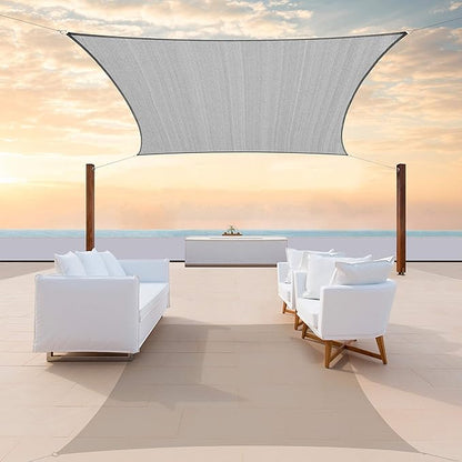 ColourTree TAPR1616 Custom Size 13' x 19' Grey Sun Shade Sail Canopy UV Block UPF50 Rectangle - Commercial Standard Heavy Duty - 190 GSM - 3 Years Warranty