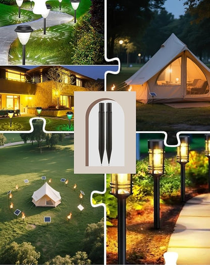 8.25" Reinforced ABS Plastic Solar Ground Spikes - Durable Solar Light Replacement Stakes for Garden, Pathway, Deck, Camping, Christmas Lights (Fits 0.83" Inside Diameter) (Black-2 Pack)