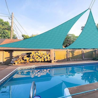 E&K Sunrise 3' x 3' x 3' Sun Shade Sail Triangle Canopy Shade Cover UV Block for Patio Backyard Garden Outdoor (Turquoise)
