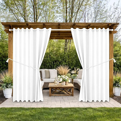 Waterproof Outdoor Curtain W105 x L84 - Grommet Top Sunlight Blocking Window Treatment Drapes Blackout Curtains for Home Bedroom Living Room Outdoor Patio Porch Pergola Cabana Gazebo (2 Panels)