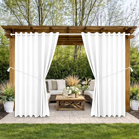 Waterproof Outdoor Curtain W105 x L108 - Grommet Top Sunlight Blocking Window Treatment Drapes Blackout Curtains for Home Bedroom Living Room Outdoor Patio Porch Pergola Cabana Gazebo (2 Panels)