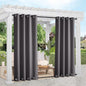 NICETOWN 2 Panels Outdoor Curtains Waterproof Extra Long 108 for Patio, Windproof Energy Thermal Insulated Saving Rustproof Top and Bottom Grommet Blackout Outdoor Drapes for Porch, Grey