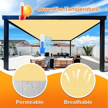 Artpuch Outdoor Pergola Shade Cover 10x16 FT Sun Shade Cloth with Grommets Sand 90% UV Protection Canopy Patio Privacy Screen (Customized Available)