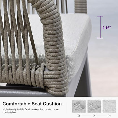 PURPLE LEAF Outdoor 24" Counter Height Bar Stools Chair Set of 2, All Weather Rattan and Aluminum Patio Bar Stool with Cushion for Indoor and Outdoor, Kitchen Island, Light Grey