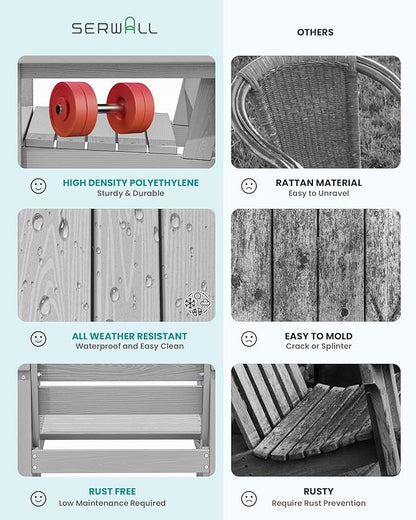 SERWALL Patio Dining Chair Set of 2, Light Gray