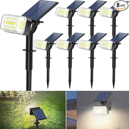 102 LED Solar Spot Lights Outdoor Waterproof IP65, Adjustable Landscape Spotlights, [8 Pack/4 Modes] Auto On/Off Solar Powered Flood Lights for Outside Yard Garden Wall Pathway (Cool White)