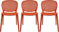 2xhome Set of 3 Patio Dining Chairs | Modern Stackable Outdoor Pool Side Chair | Weather Resistant Plastic for Yard, Porch, Balcony, Kitchen, Orange