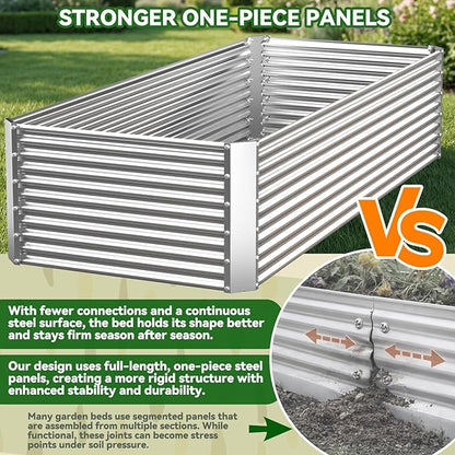 3 Pack Tall 4x2x1.5FT Raised Beds for Gardening, Corrugated Galvanized Steel Raised Garden Bed, Outdoor Metal Above Ground Garden Bed for Vegetables and Flowers(Rectangular)