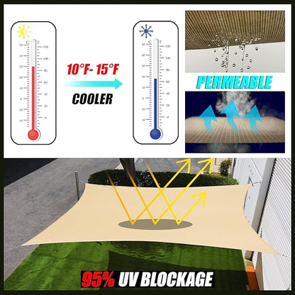 Royal Shade 16' x 20' White Rectangle Sun Shade Sail Canopy Outdoor Patio Fabric Screen Awning RTAPR1620 - UPF50+ 95% UV Blockage, Heavy Duty, Water & Air Permeable (We Make Custom Size)
