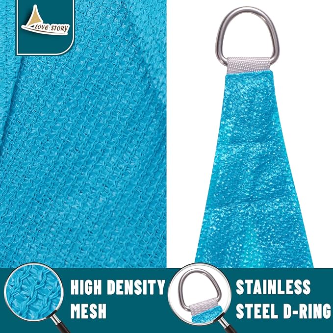 LOVE STORY Custom Size 10'x18'x20.6' Turquoise Blue Sun Shade Sail Right Triangle Sunshade Fabric Awning Canopy for Patio Backyard Carport Pergola (Customized)