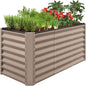 Best Choice Products 4x2x2ft Outdoor Metal Raised Garden Bed, Deep Root Box Planter for Vegetables, Flowers, Herbs, 119 Gallon Capacity, 100% Non Toxic Materials - Taupe