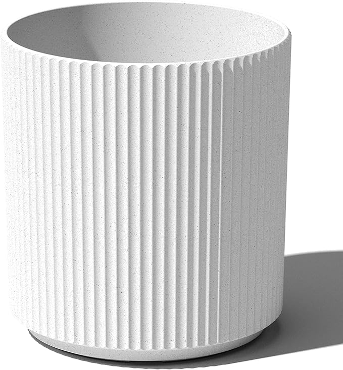 Veradek Demi Series Round Planter for Porch, Patio, Backyard | Durable Plastic-Concrete Material | Modern Décor for Tall Plants, Flowers