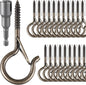 36 PCS Q-Hanger Hooks, Screw Hooks for Outdoor String Lights, Safety Buckle Design Cup Eye Hook for Hanging Christmas Lights, Plants, Mounted on Wall Ceiling, Include 1 Wing Nut Driver, Copper