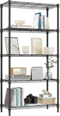 1250 lbs 5 Tier Shelf Metal Storage Shelves Shelving Wire Rack Heavy Duty Closet Organizers for Garage Kitchen Bathroom Laundry Black 13.8" D x 29.5" W x 59.5" H