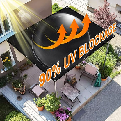Artpuch 90% Sun Shade Cloth, 8 x 10 FT Pergola Shade Cover Canopy with Grommets, Sun Screen Fabric Tarp for Patio, Outdoor, Garden, Backyard, Black