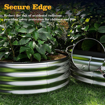 Galvanized Metal Planter Round Raised Garden Bed Kit for Gardening Outdoor Galvanized Planter Outdoor 1PC Gray 8X2X1FT